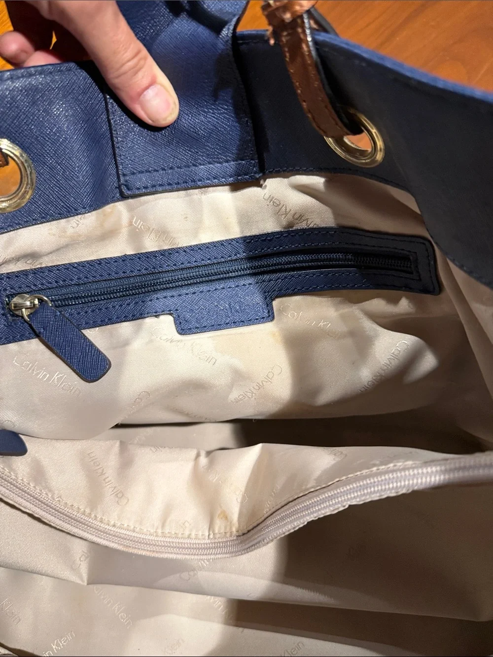 Calvin Klein Navy, Cream & Brown Tote
